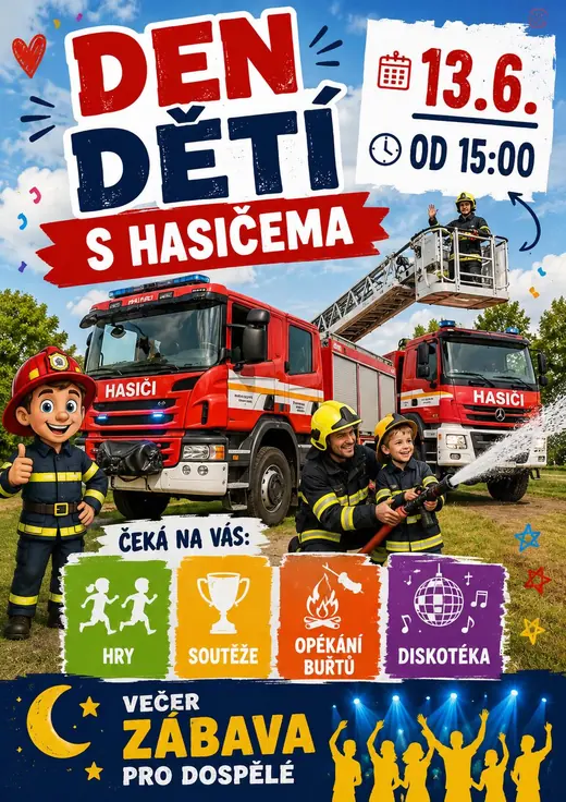 Plakát: Den dětí s hasiči