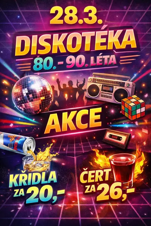 Plakát: Diskotéka 80.–90. léta